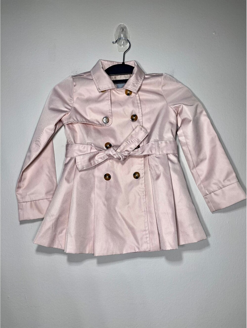 Tahari Kids BabyPink Double Breasted Pleated Trench Jacket5T
